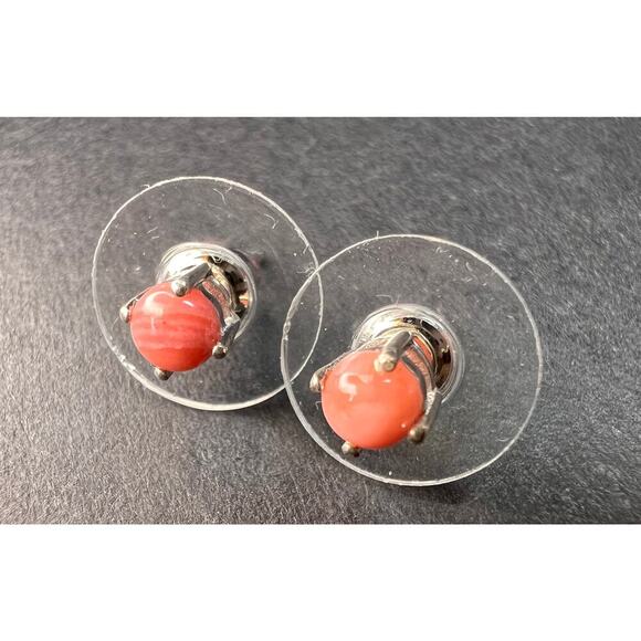 NEW Oregon peach opal 6mm stud earrings in rhodium over sterling silver - Picture 1 of 6
